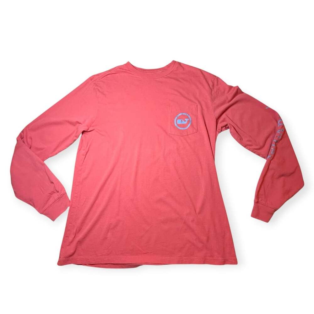 Vineyard Vines Men's Medium Jetty Red Burgers & Fries Whale Fill L/S Shirt